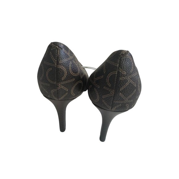 CALVIN KLEIN Brown Signature Logo Heels Size 6.5 NEW without box - Picture 10 of 13